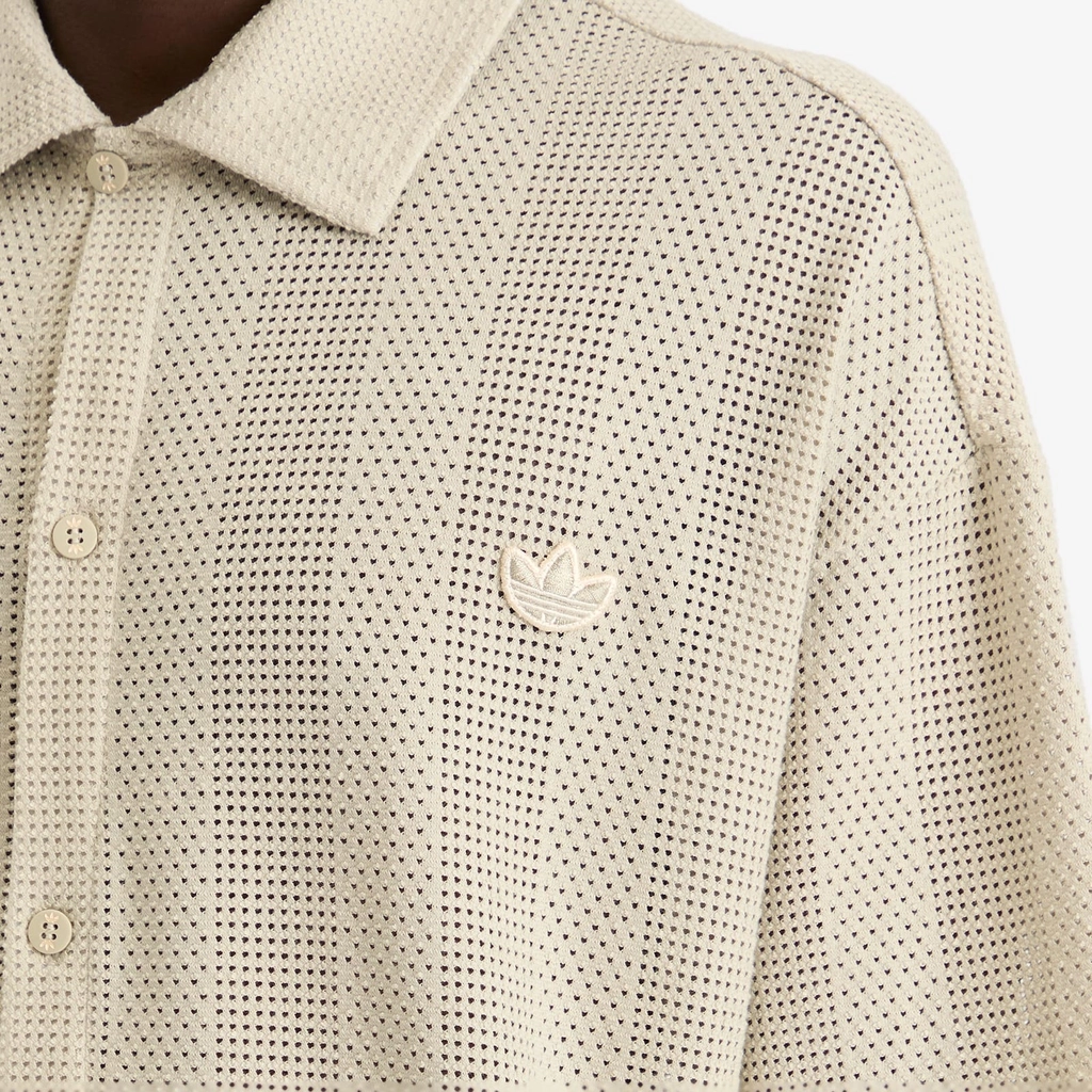 Adidas Originals Men's Summer Knit Shooting Long-Sleeve Top Putty Grey/Wonder White